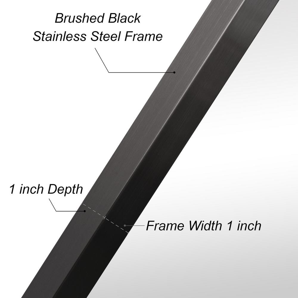 Contempo 24" x 36" Black Stainless Steel Rectangular Wall Mirror