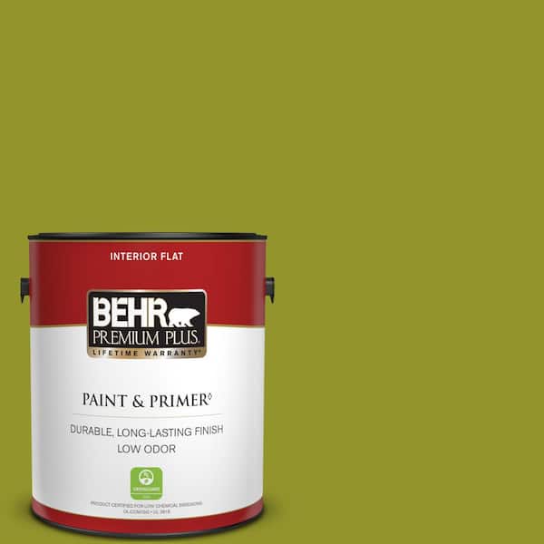 Behr Premium Plus 1 Gal P350 7 Lazy Lizard Flat Low Odor Interior Paint Primer The Home Depot