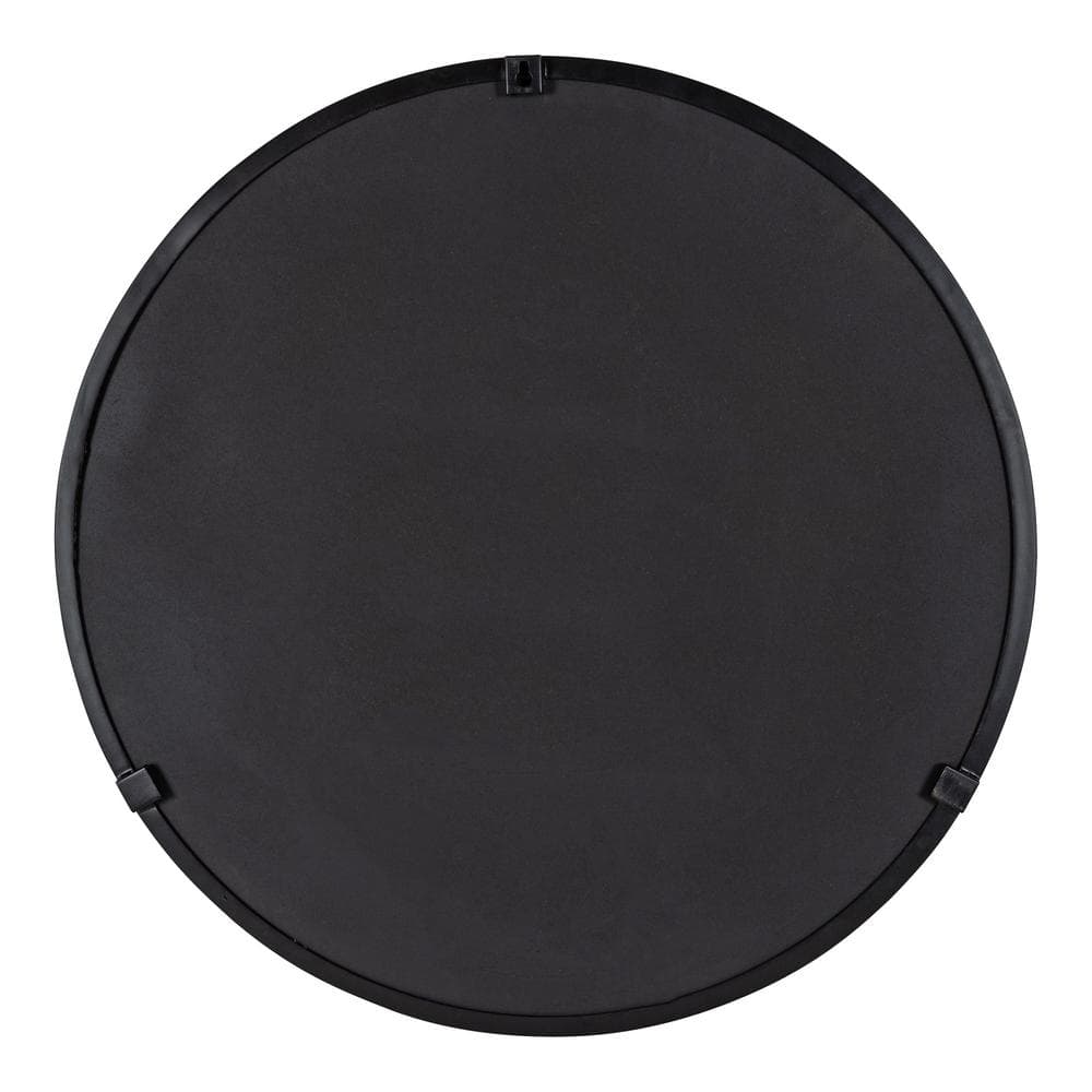 Elegant 26.5" Rollo Round Iron Wall Mirror in Black