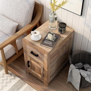 Sunniva 16 in. Natural Rectangle Mango Wood End Table With 1 Drawer