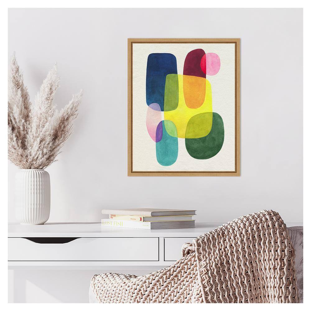 Sunlit Spectrum II Abstract Canvas Art with Maple Frame