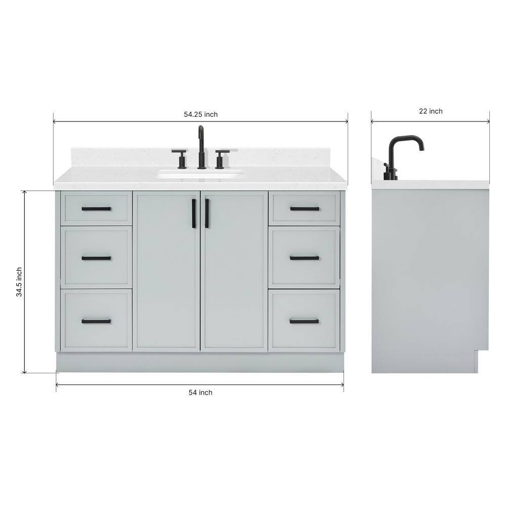 Kelly Gray 54" Single Sink Bathroom Vanity with Carrara Quartz Top