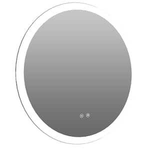 24 in. W x 24 in. H Round Frameless Mordern Wall Mounted Bathroom Vanity Mirror with LED Light Dimmable Anti-Fog