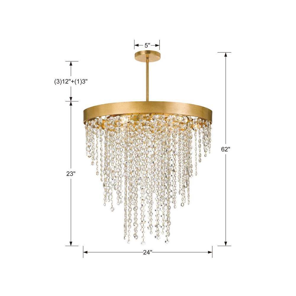 Antique Gold Elegance 6-Light Crystal Waterfall Chandelier