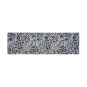 Blue and Gray Paisley 17.5 in. x 60 in. Anti-Fatigue Wellness Mat