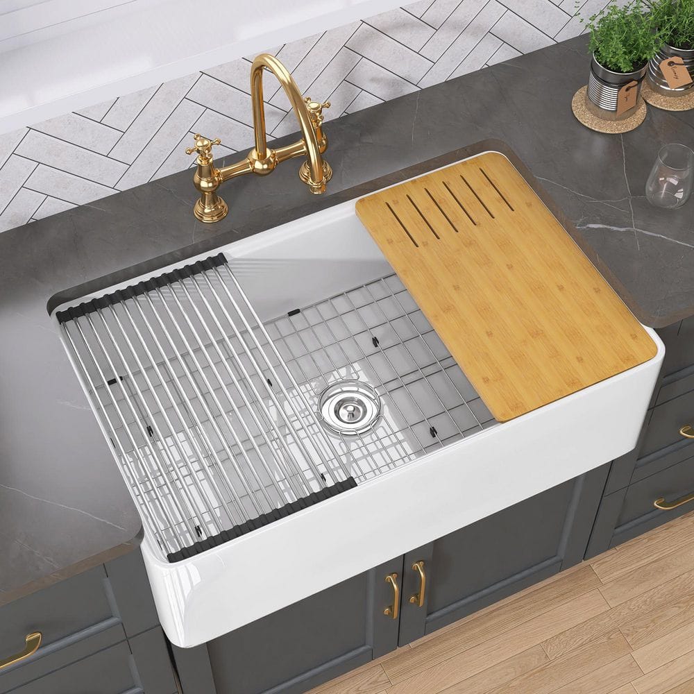 HOUSE INDUSTRIES カリモク　シェルフ Zeafive 30 in. Workstation Kitchen Sink Apron Front Fireclay
