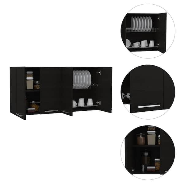 yaenoei Kitchen Shelves, Cabinet Organization Mini Storage Shelf, Black ,Set of 2