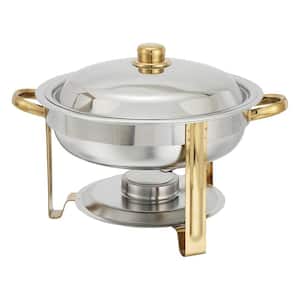 Malibu 4 qt. Stainless Steel Round Chafing Dish with Gold Accent