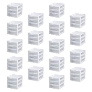 Sterilite White & Clear Portable Countertop 3-Drawer Desktop Storage Unit