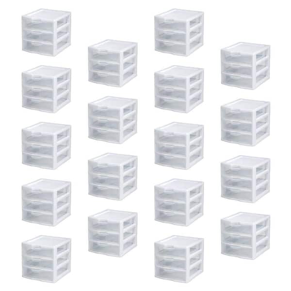 Sterilite Small Compact Countertop 3 Drawer Desktop Storage Unit (18-Pack)