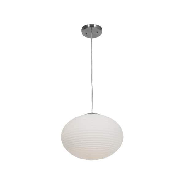 Access Lighting Callisto 2-Light Brushed Steel Shaded Pendant Light with Glass Shade