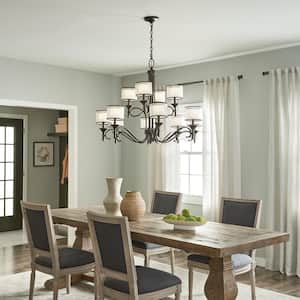 Lacey 42 in. 12-Light Mission Bronze 3-Tier Transitional Shaded Empire Chandelier for Dining Room