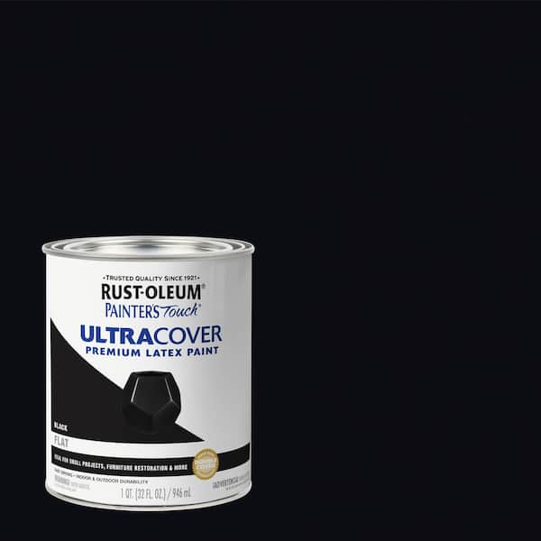 32 oz. Ultra Cover Flat Acrylic Latex Black General Purpose Paint