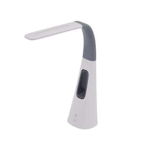 27-3/4 in. Gray LED Desk Lamp with Bladeless Fan and Touch Activation
