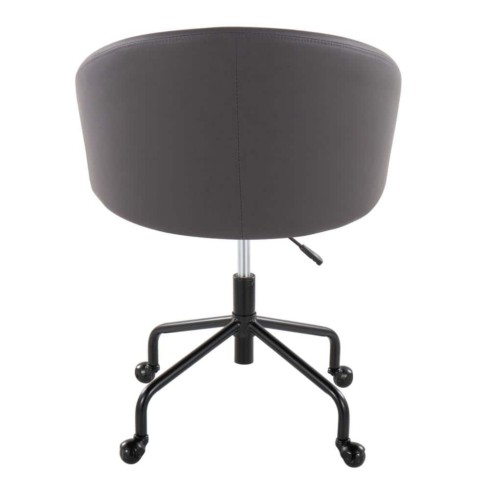 Claire Grey Faux Leather Swivel Task Chair with Chrome Base