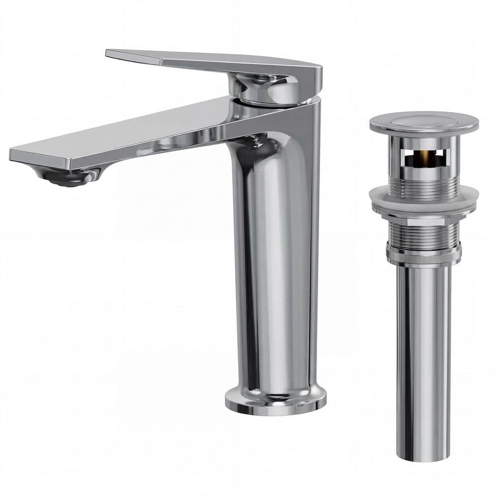 7 in. Faucet Height 1-Handle Single Hole Bathroom Vessel Sink Faucet Spot Resistant in Chrome with Pop-Up Drain price history on PriceWatchPro