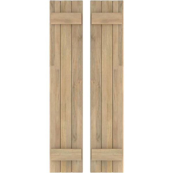 Ekena Millwork 10-1/2 in. W x 81 in. H Americraft 3-Board Exterior Real Wood Joined Board and Batten Shutters in Unfinished