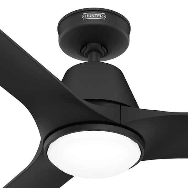 Aeronaut 44 in. Wi-Fi ENERGY STAR Matte Black Damp Rated Indoor/Outdoor Standard Ceiling Fan with LED Light and Remote