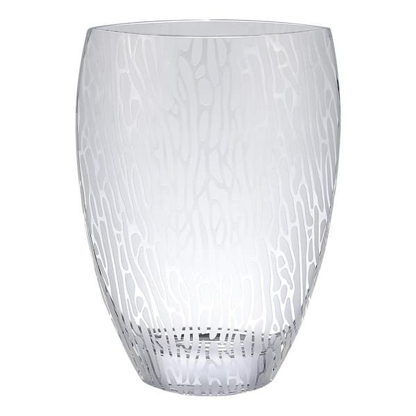HomeRoots 12 in. Clear Crystal Pot Decorative Vase