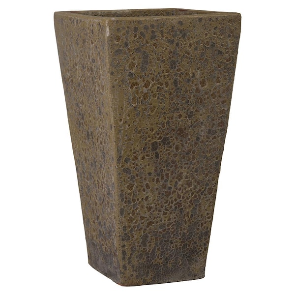 17 in. L x 31.5 in. H Bubble Yellow Ceramic Square Planter with High-fire treatment