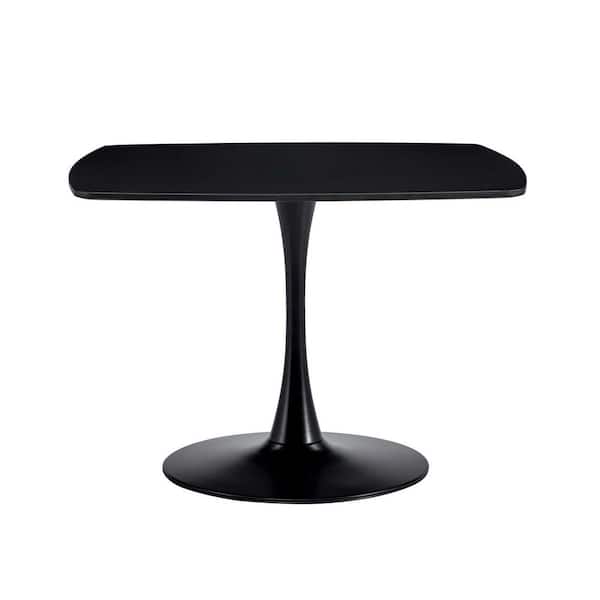 Unbranded 42.12 in. Wood Outdoor Dining Table with Round Table Top Table Mid-Century Dining Table for 4-People to 6-People, Black