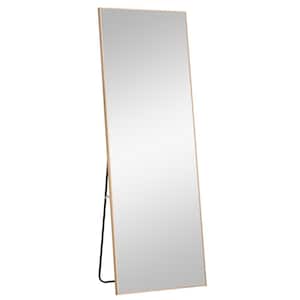 23 in. W x 65 in. H Light Oak Solid Pine Frame Full-Length Mirror - Versatile Floor Standing or Wall Mounted Design