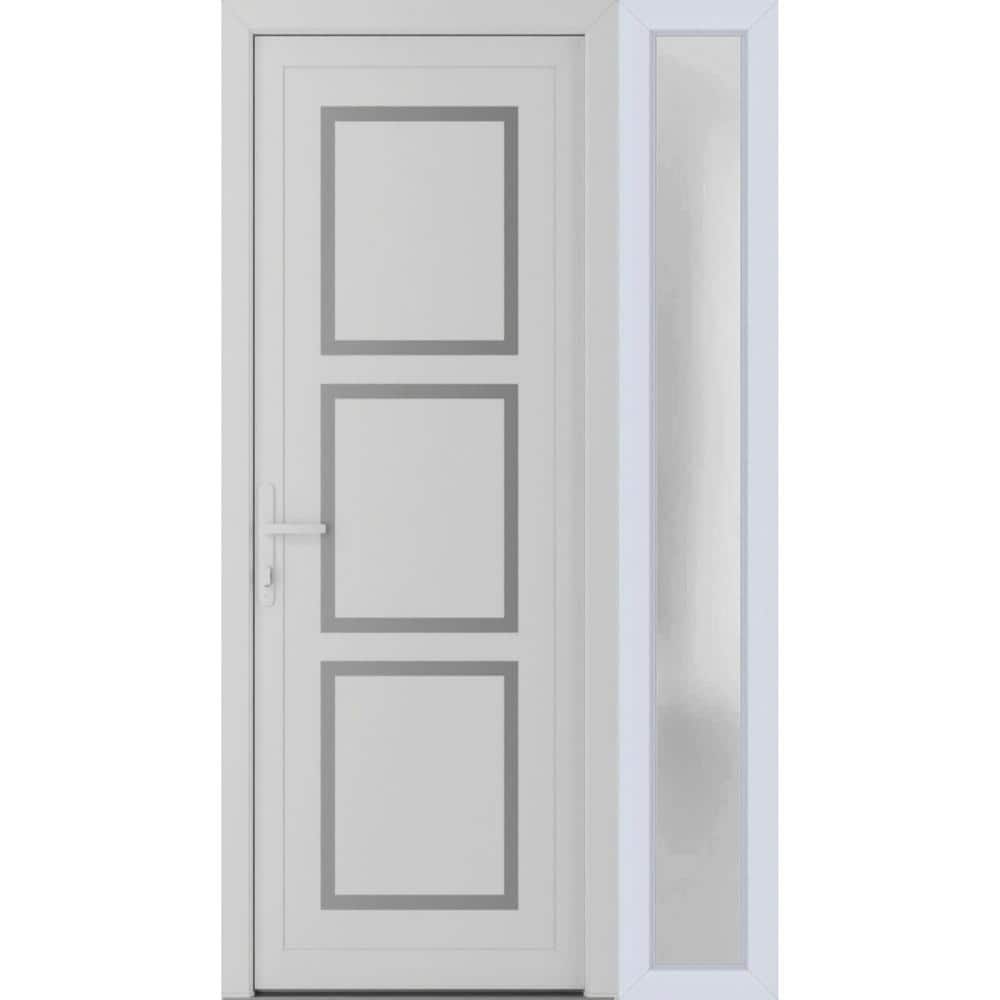 50 in. x 80 in. Right-hand/Inswing Frosted Glass White Silk Steel Prehung Front Door with Hardware price history on PriceWatchPro