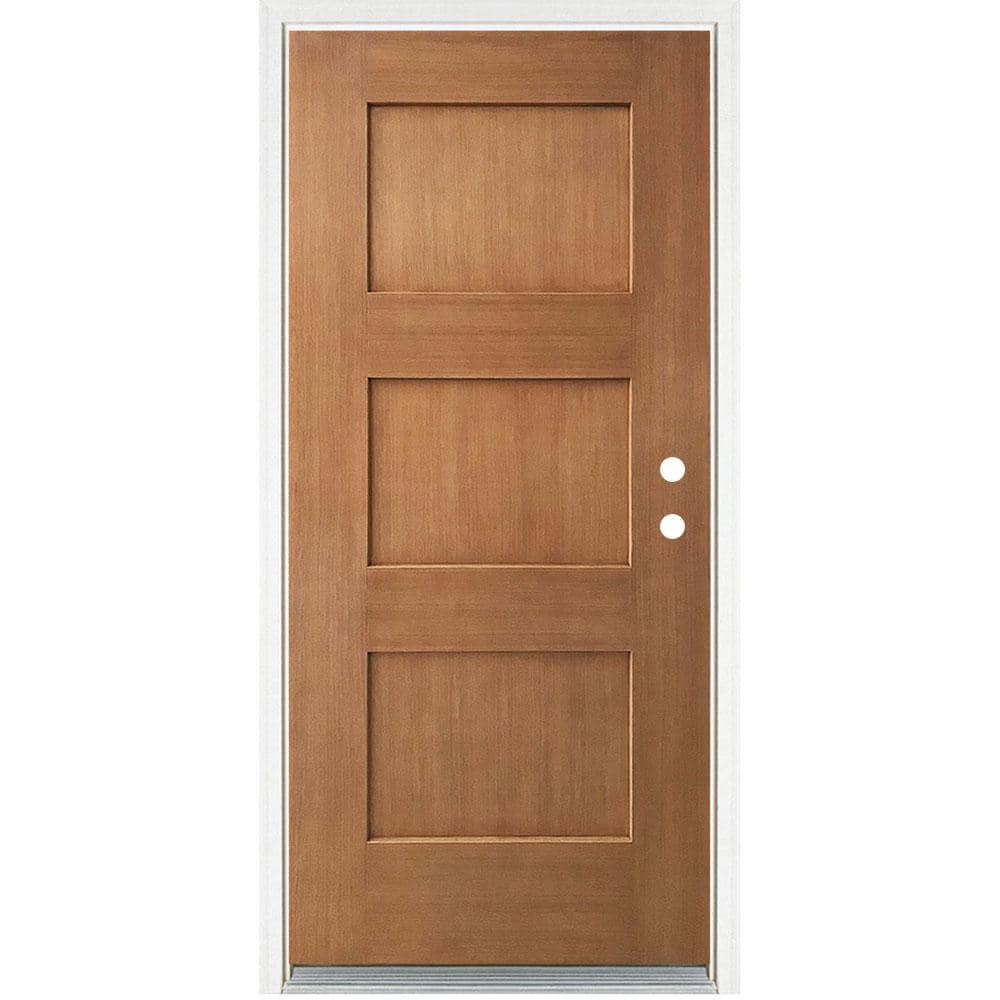 36 in. x 80 in. Left-Hand Light Oak 3 Panel Shaker Fiberglass Prehung Front Door price history on PriceWatchPro