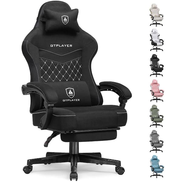 ComHoma Video Gaming Chair with Linkage Armrests Fabric Ergonomic Computer Chair with 360° Swivel in Black