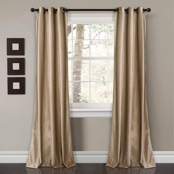 Lush Decor Taupe Velvet Grommet Room Darkening Curtain - 38 in. W x 84 in. L (Set of 2)