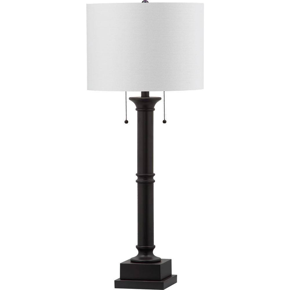 Estilo 36'' Silver Grey Metal Column Table Lamp Set with White Shade