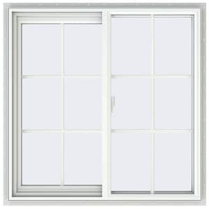 35.5 in. x 35.5 in. V-2500 Series White Vinyl Right-Handed Sliding Window with Colonial Grids/Grilles