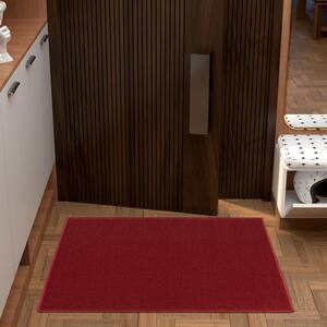 Ottohome Collection Non-Slip Rubberback Modern Solid Design 2x3 Indoor Entryway Mat, 2 ft. 3 in. x 3 ft., Red