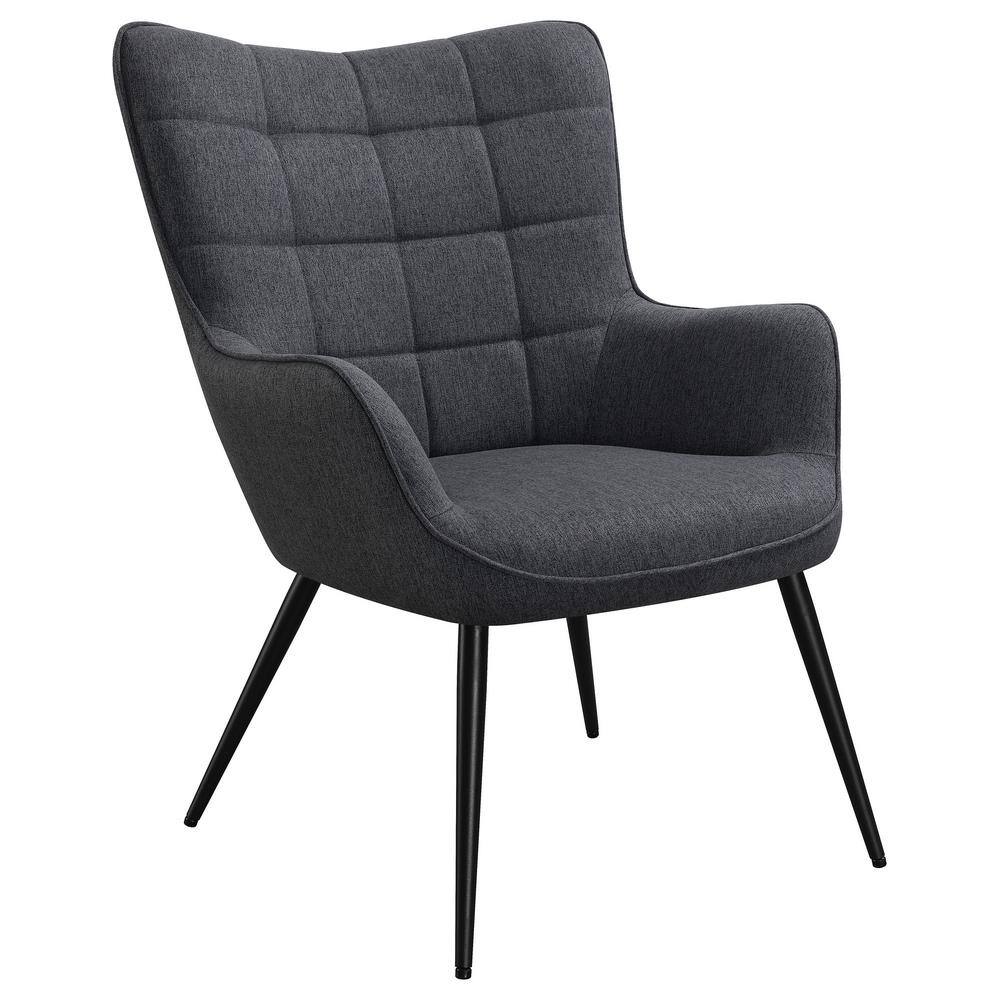 Dark Gray Metal Transitional Accent Chair with Flared Arms