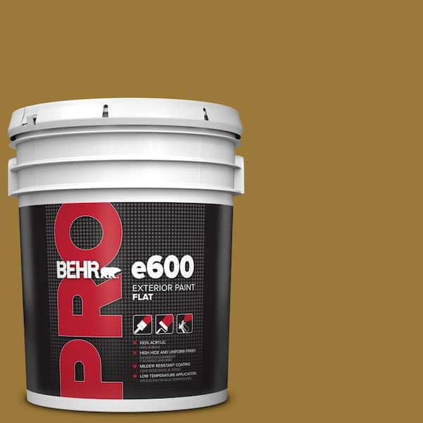 BEHR PRO 5 Gal. #M300-7A Retro Gold Flat Exterior Paint