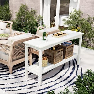 Laguna Outdoor Patio Bar Console Table with Storage Shelf White