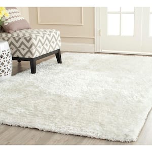 South Beach Shag Snow White 4 ft. x 6 ft. Solid Area Rug