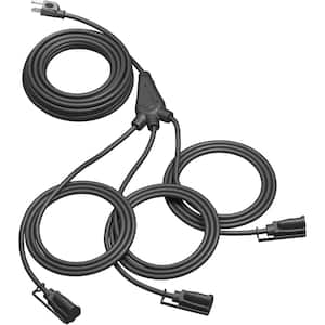 40 ft. 16/3C SJTW Outdoor Extension Cord 1 to 3 Splitter with 3-Prong 3 Outlets, Black