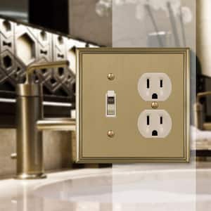 Rhodes 2 Gang 1-Toggle and 1-Duplex Metal Wall Plate - Brushed Bronze