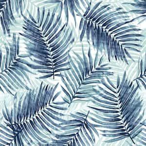 Escape Route Azure Palm Vinyl Peel and Stick Wallpaper Roll (Covers 30.75 sq. ft.)