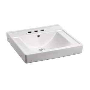 Decorum with Ever Clean 18-1/4 in. Wall Hung Bathroom Sink in White