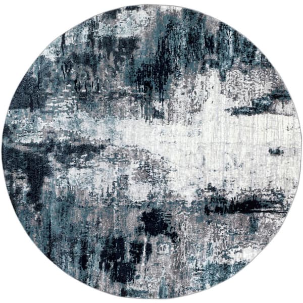 Dagda Aqua 8 ft. Round Indoor Area Rug
