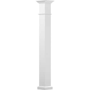 8' x 5-1/2" Endura-Aluminum Wellington Style Column, Square Shaft (Load-Bearing 12,000 LBS), Non-Tapered, Gloss White