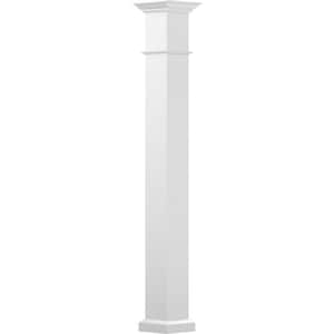 9' x 5-1/2" Endura-Aluminum Wellington Style Column, Square Shaft (Post Wrap Installation), Non-Tapered, Gloss White