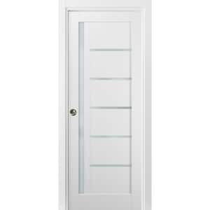 30 in. x 80 in. Single Panel White Finished Solid MDF Sliding Door with Pocket Hardware