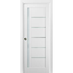 4088 32 in. x 84 in. Single Panel White Finished Solid MDF Sliding Door with Pocket Hardware