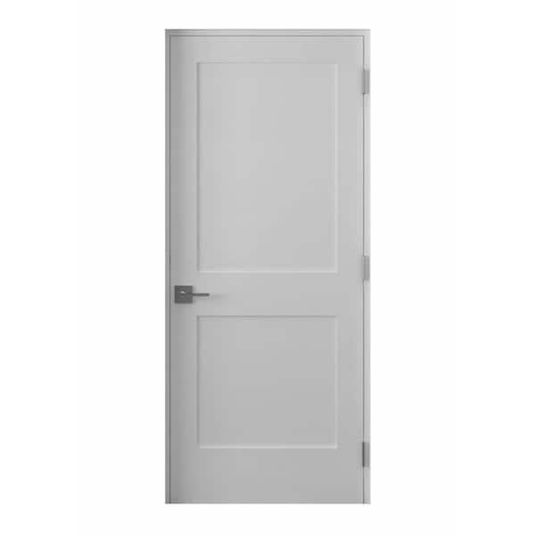 RESO 32 in. x 80 in. Left-Handed Solid Core White Primed Composite Single Prehung Interior Door Black Hinges