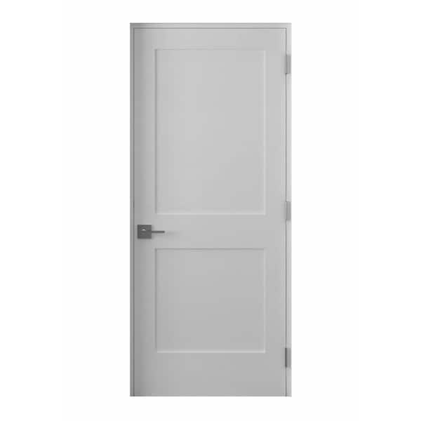 36 in. x 80 in. Left-Handed Solid Core White Primed Composite Single Prehung Interior Door Satin Nickel Hinges