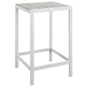 Maine Patio Aluminum Bar Height Outdoor Dining Table in White Light Gray
