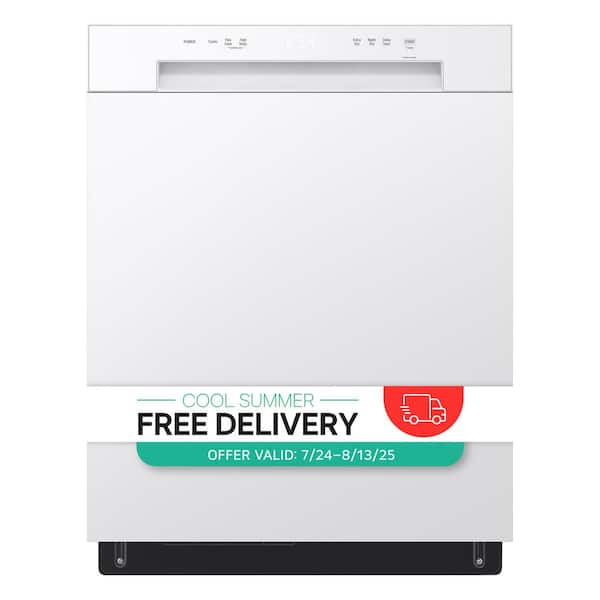 24 in. White Front Control Dishwasher with Stainless Steel Tub and SenseClean
